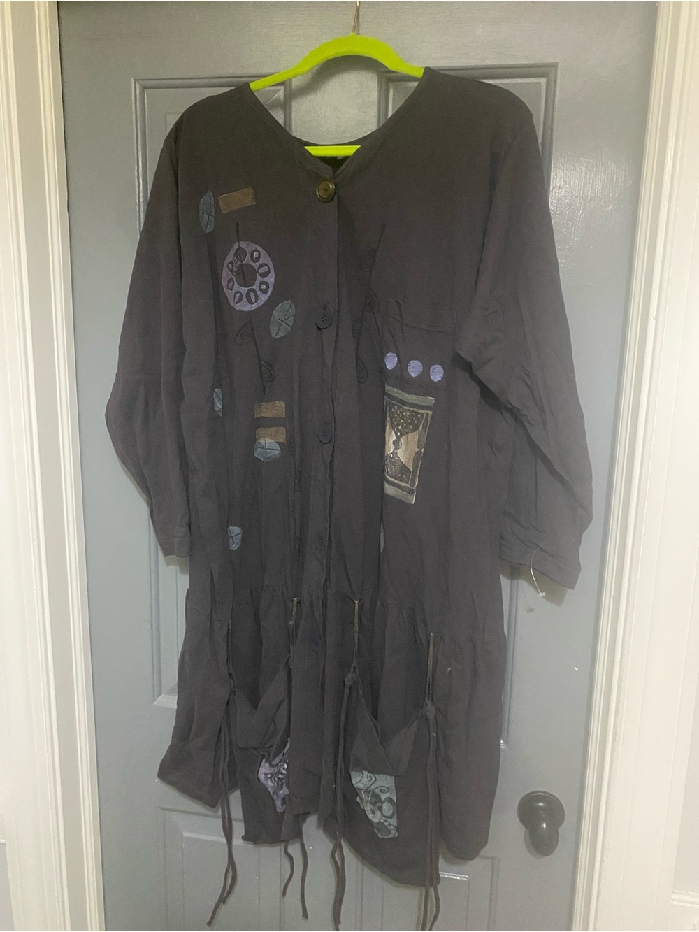 Blue Fish Vintage Embroidered Long Black Tunic